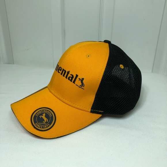 Continental Tire Trucker Black Yellow Mesh Cap Adjustable Hat - Picture 3 of 14